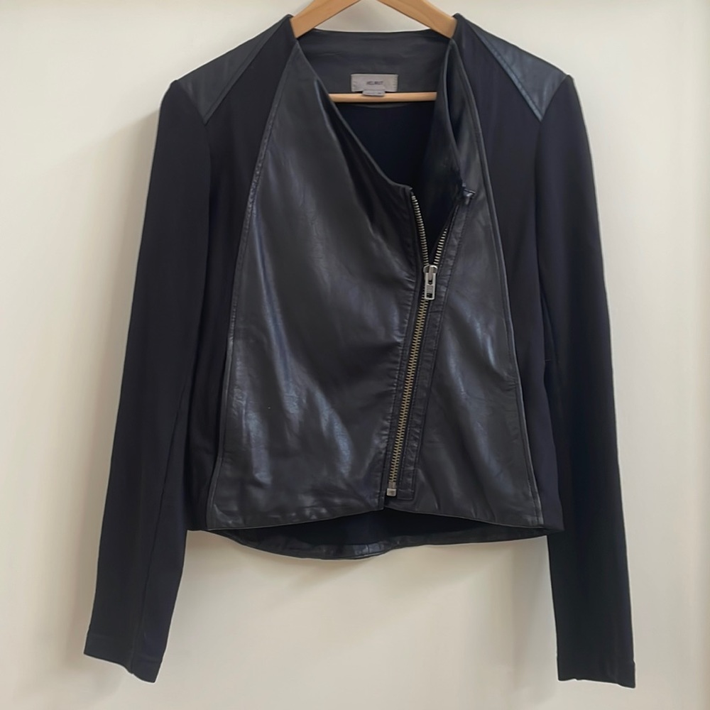 Helmet lang paneled leather jacket